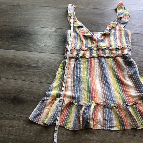 Saylor Alma Stripped Rainbow Smocked Ruffle Boho 100% Cotton Dress Womens XL - Picture 6 of 10